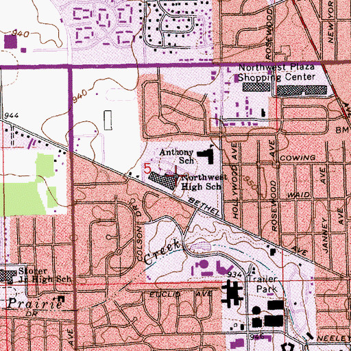 Topographic Map of Northside High School, IN