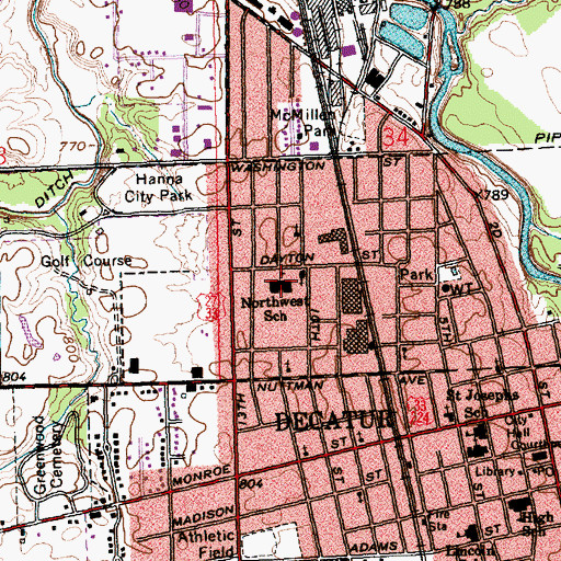 Topographic Map of Northwest Elementary School, IN