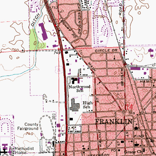 Topographic Map of Northwood Elementary School, IN