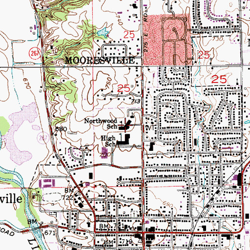 Topographic Map of Northwood Elementary School, IN