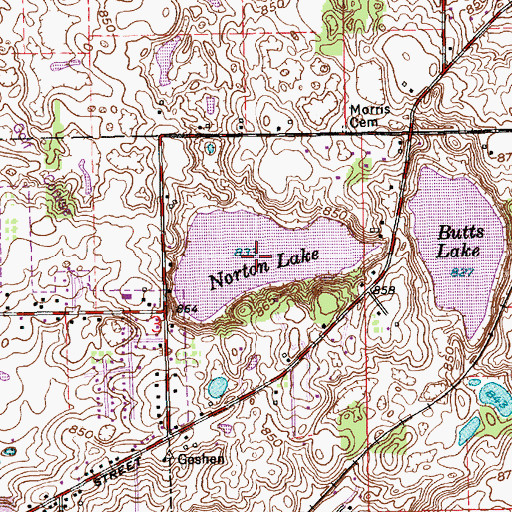 Topographic Map of Norton Lake, IN