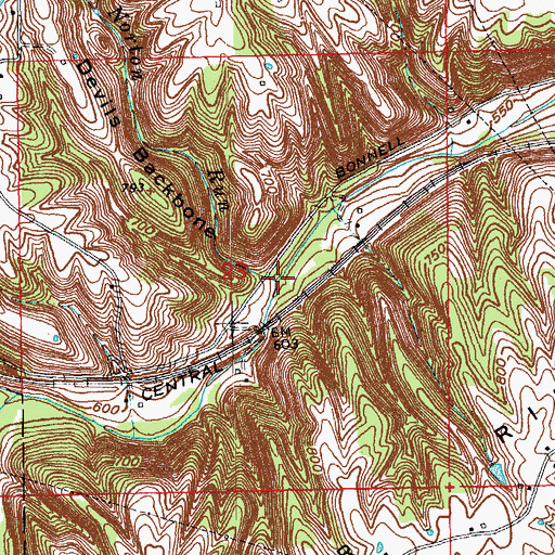 Topographic Map of Norton Run, IN