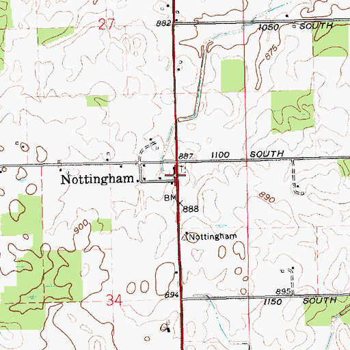 Topographic Map of Nottingham, IN