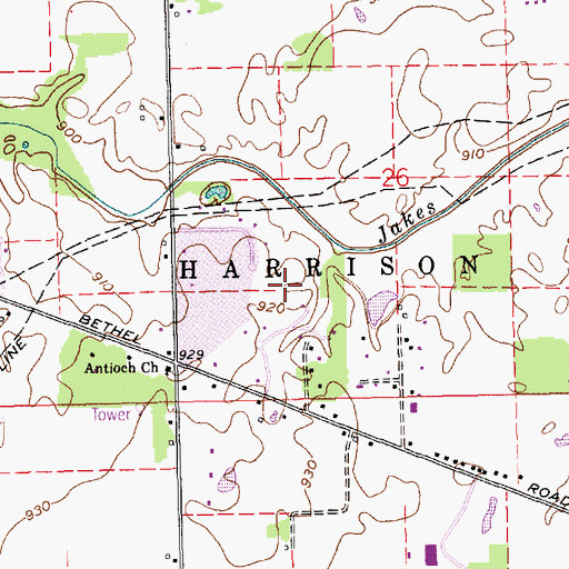 Topographic Map of Nottingham Cemetery, IN