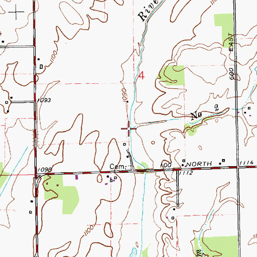 Topographic Map of Number Two Arm, IN