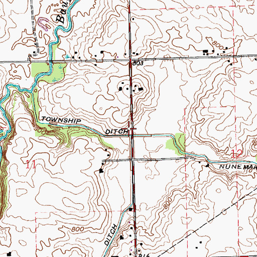 Topographic Map of Nunemaker Ditch, IN
