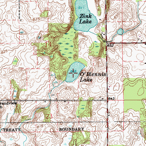Topographic Map of O'Blennis Lake, IN