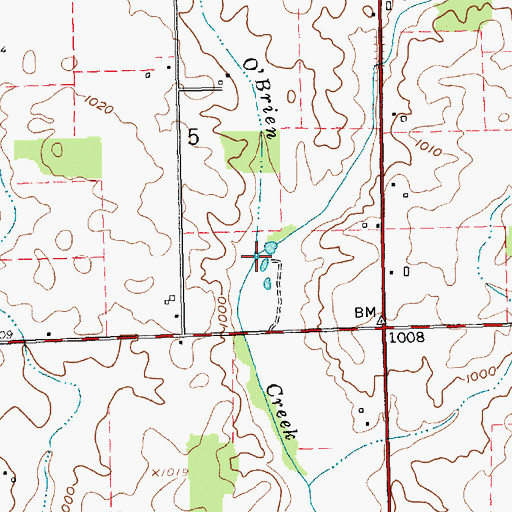 Topographic Map of O'Brien Creek, IN