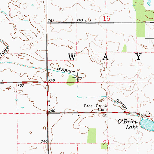 Topographic Map of O'Brien Ditch, IN