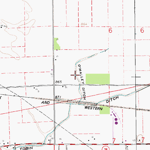 Topographic Map of O'Malley Ditch, IN