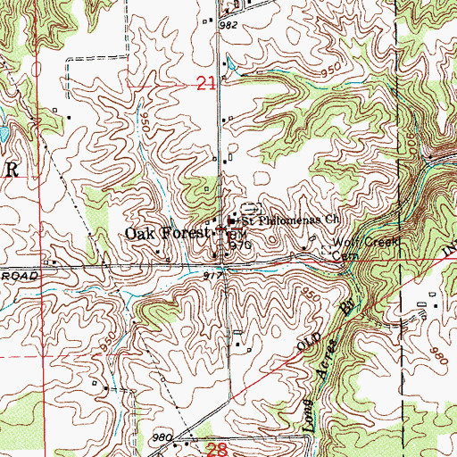 Topographic Map of Oak Forest, IN