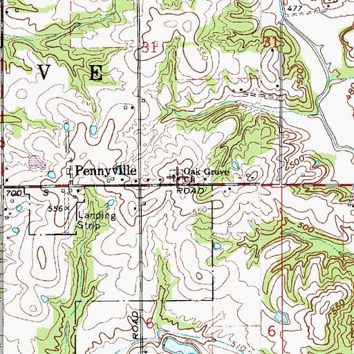 Topographic Map of Oak Grove Church, IN