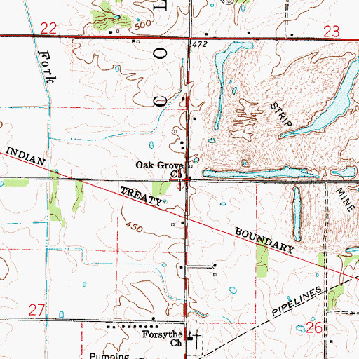 Topographic Map of Oak Grove Church, IN
