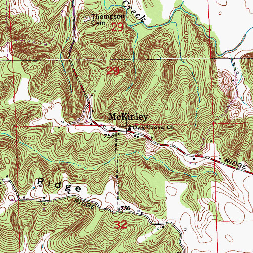 Topographic Map of Oak Grove Church, IN