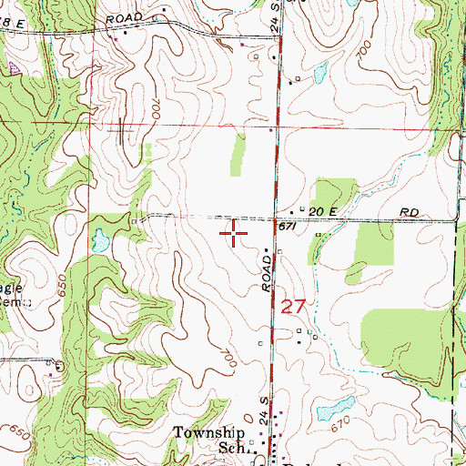Topographic Map of Oak Grove Church, IN