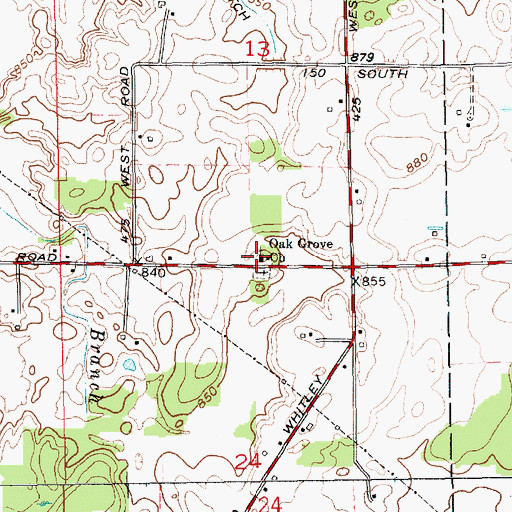 Topographic Map of Oak Grove Church, IN