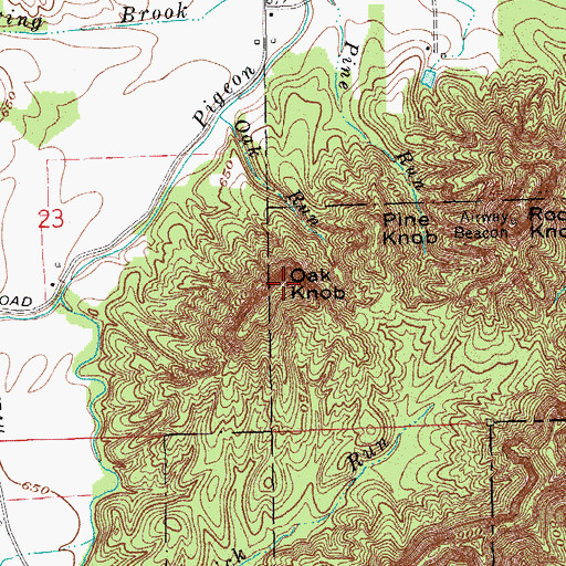 Topographic Map of Oak Knob, IN