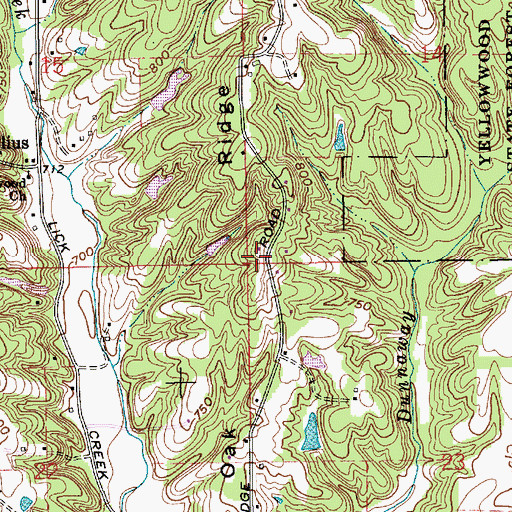 Topographic Map of Oak Ridge, IN