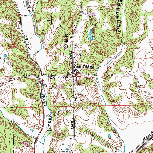 Topographic Map of Oak Ridge Church, IN
