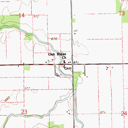 Topographic Map of Oak Ridge Church, IN
