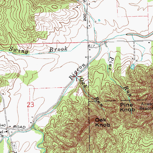 Topographic Map of Oak Run, IN