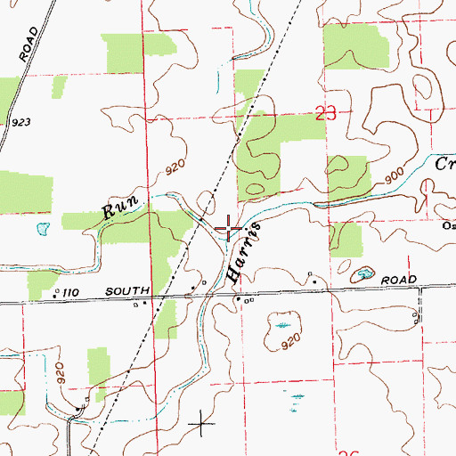 Topographic Map of Oak Run, IN