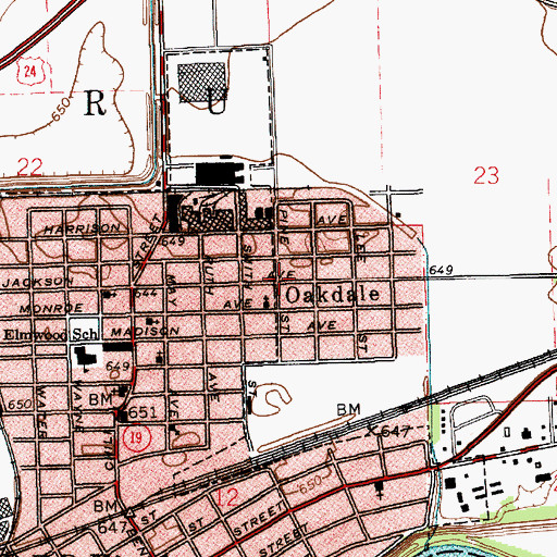 Topographic Map of Oakdale, IN