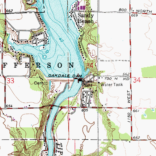 Topographic Map of Oakdale Dam, IN