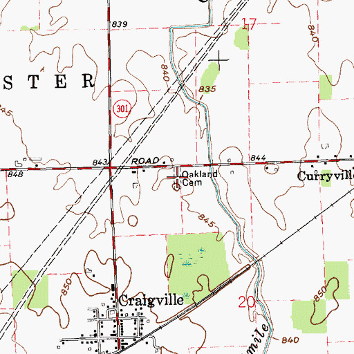 Topographic Map of Oakland Cemetery, IN