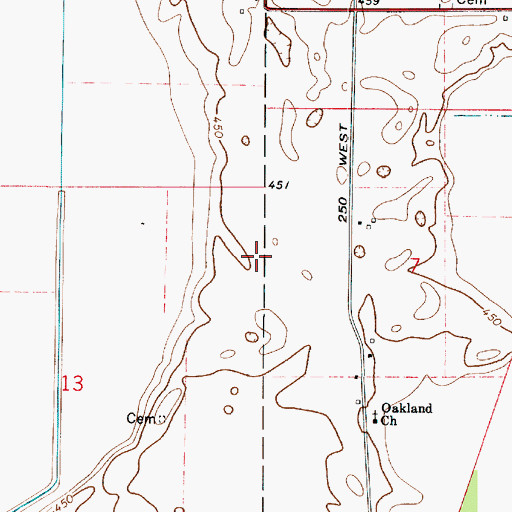 Topographic Map of Oakland Church, IN