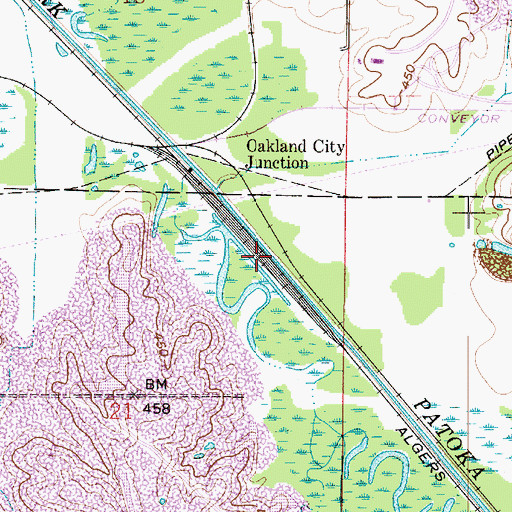 Topographic Map of Oakland City Junction, IN