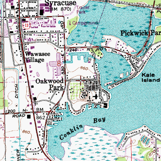 Topographic Map of Oakwood Park, IN