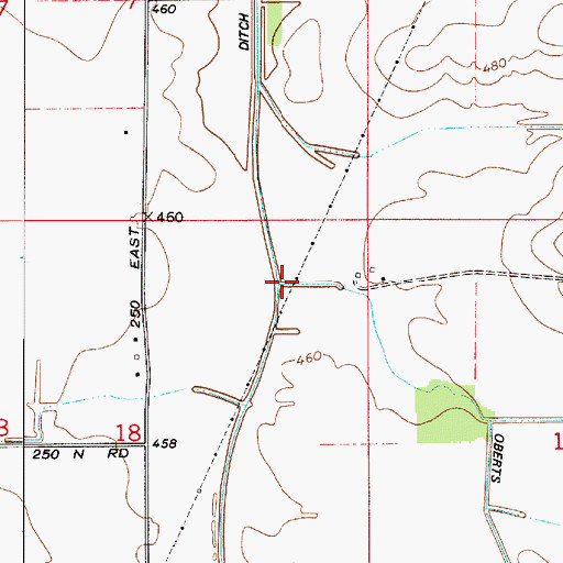Topographic Map of Oberts Ditch, IN