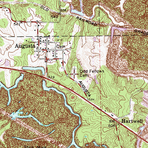 Topographic Map of Odd Fellow Cemetery, IN