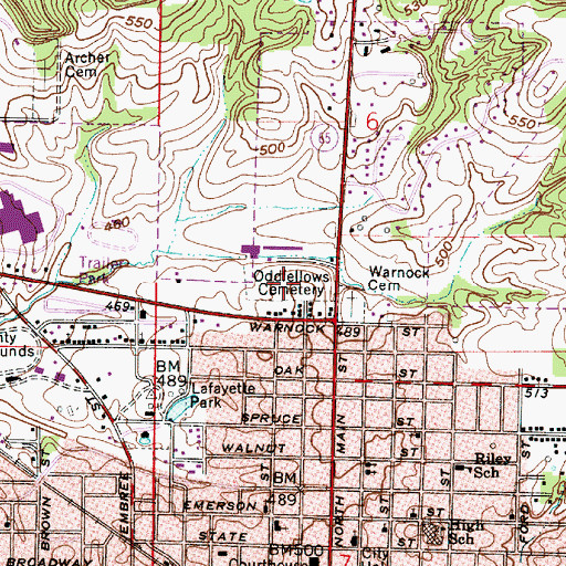Topographic Map of Odd Fellows Cemetery, IN