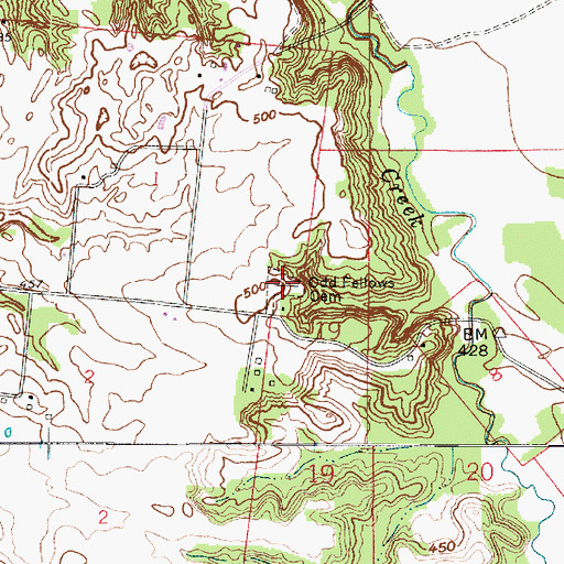 Topographic Map of Odd Fellows Cemetery, IN