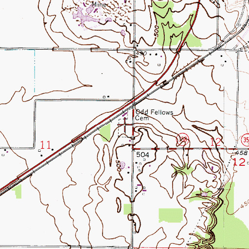 Topographic Map of Odd Fellows Cemetery, IN
