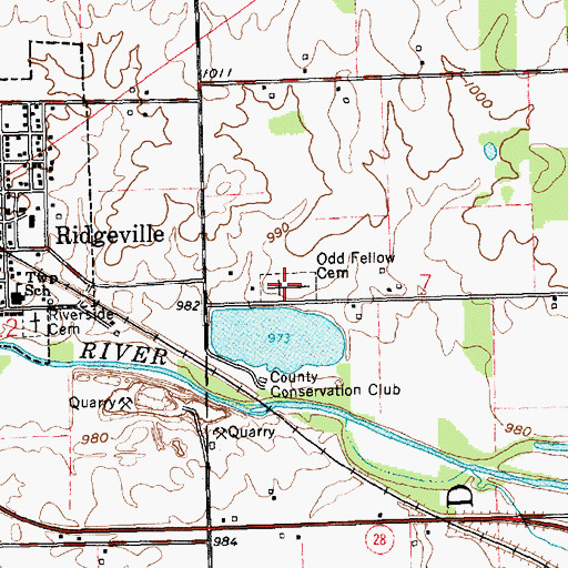 Topographic Map of Odd Fellows Cemetery, IN