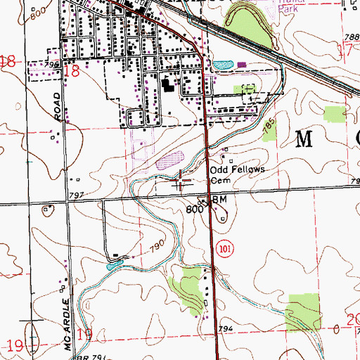 Topographic Map of Odd Fellows Cemetery, IN