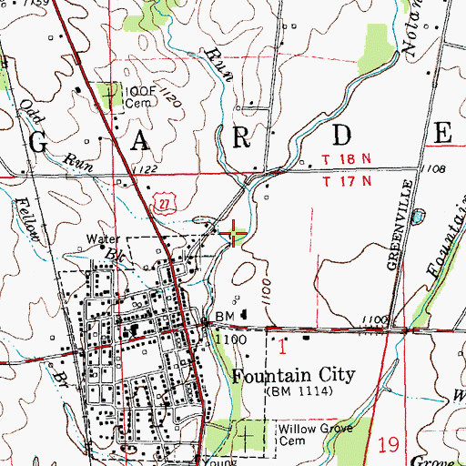 Topographic Map of Odd Run, IN
