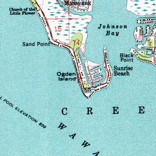 Topographic Map of Ogden Island, IN