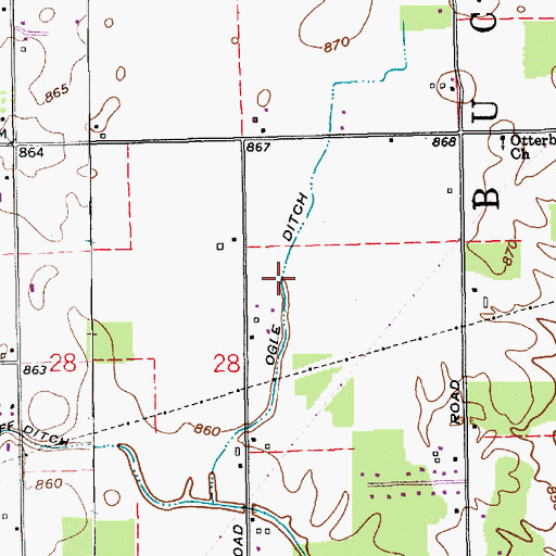 Topographic Map of Ogle Ditch, IN