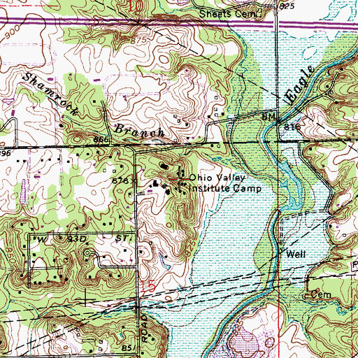 Topographic Map of Ohio Valley Institute Camp, IN