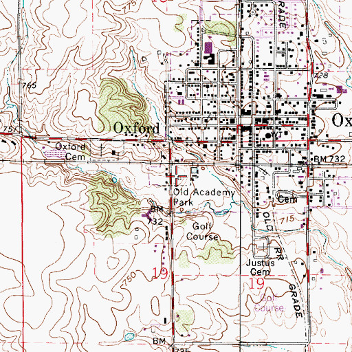 Topographic Map of Old Academy Park, IN