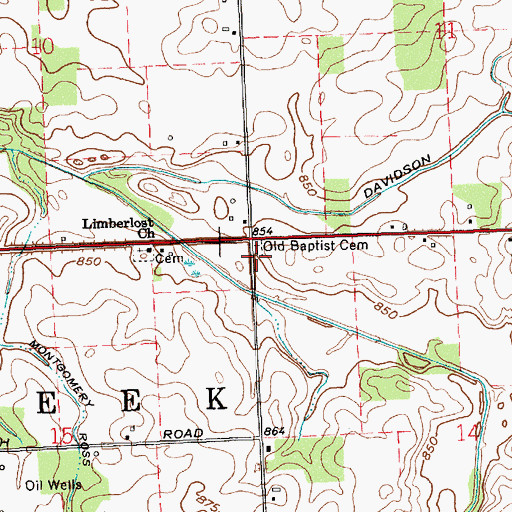 Topographic Map of Old Baptist Cemetery, IN