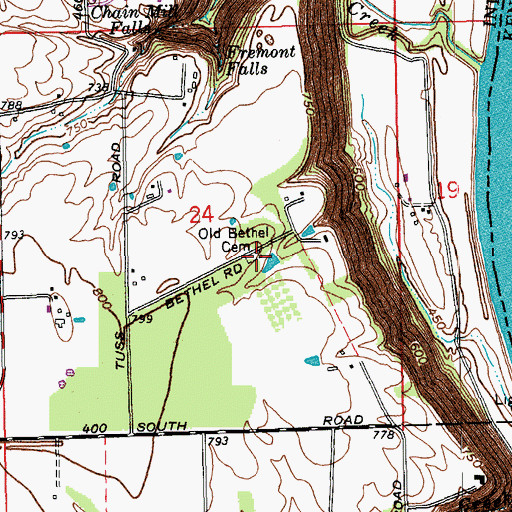 Topographic Map of Old Bethel Cemetery, IN