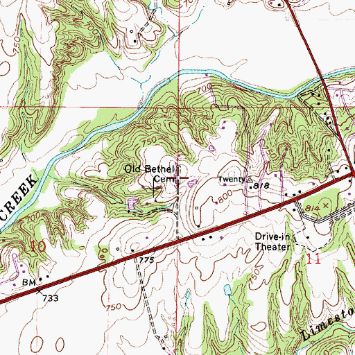 Topographic Map of Old Bethel Cemetery, IN