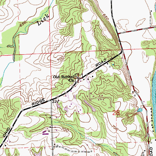 Topographic Map of Old Bethel Church, IN