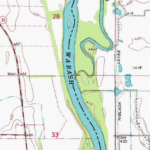 Topographic Map of Old Busseron Creek, IN