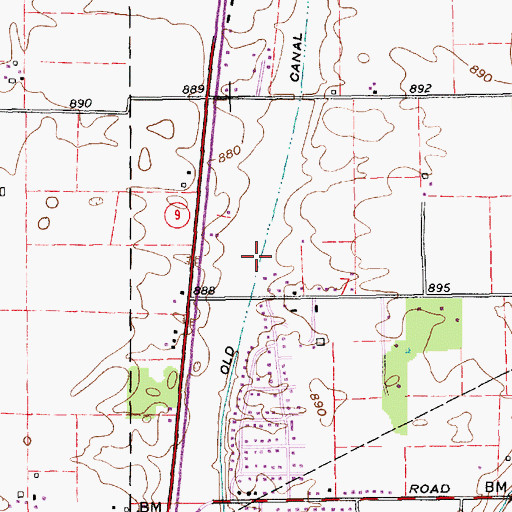Topographic Map of Old Canal, IN